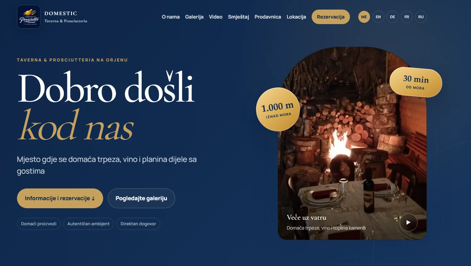 Taverna Domestic – primjer interfejsa